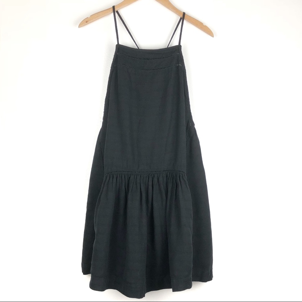FREE PEOPLE jumper overall dress Medium black d102 - Picture 1 of 8